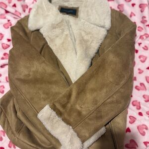 Banana Republic Women's Faux Suede Tan and Cream Jacket